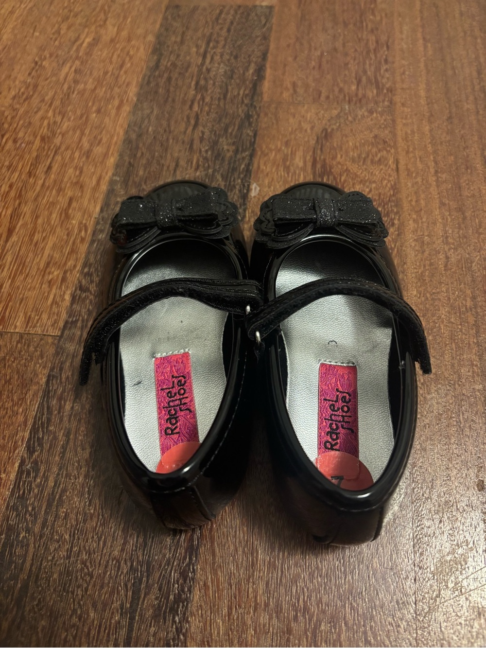 Rachel Riley Black Patent Mary Janes with Glitter Bow